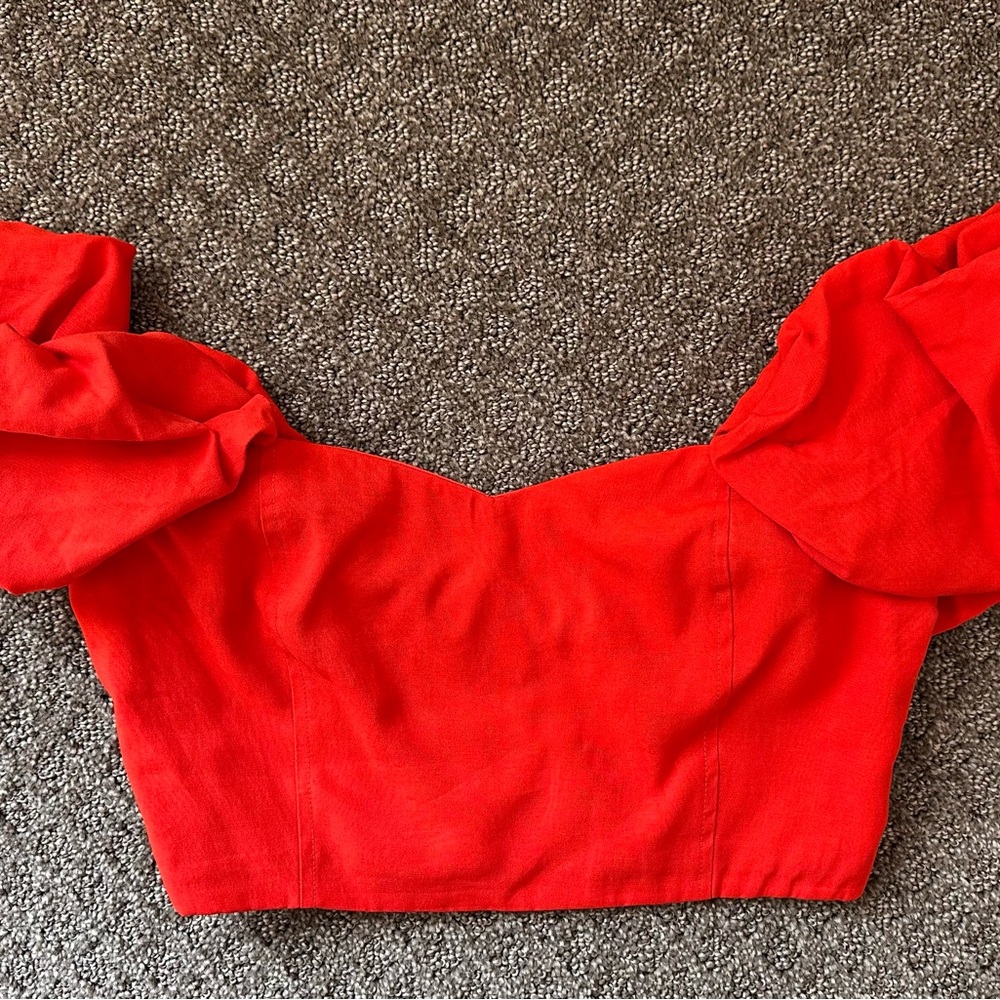 Red Off-Shoulder Women's Crop Top